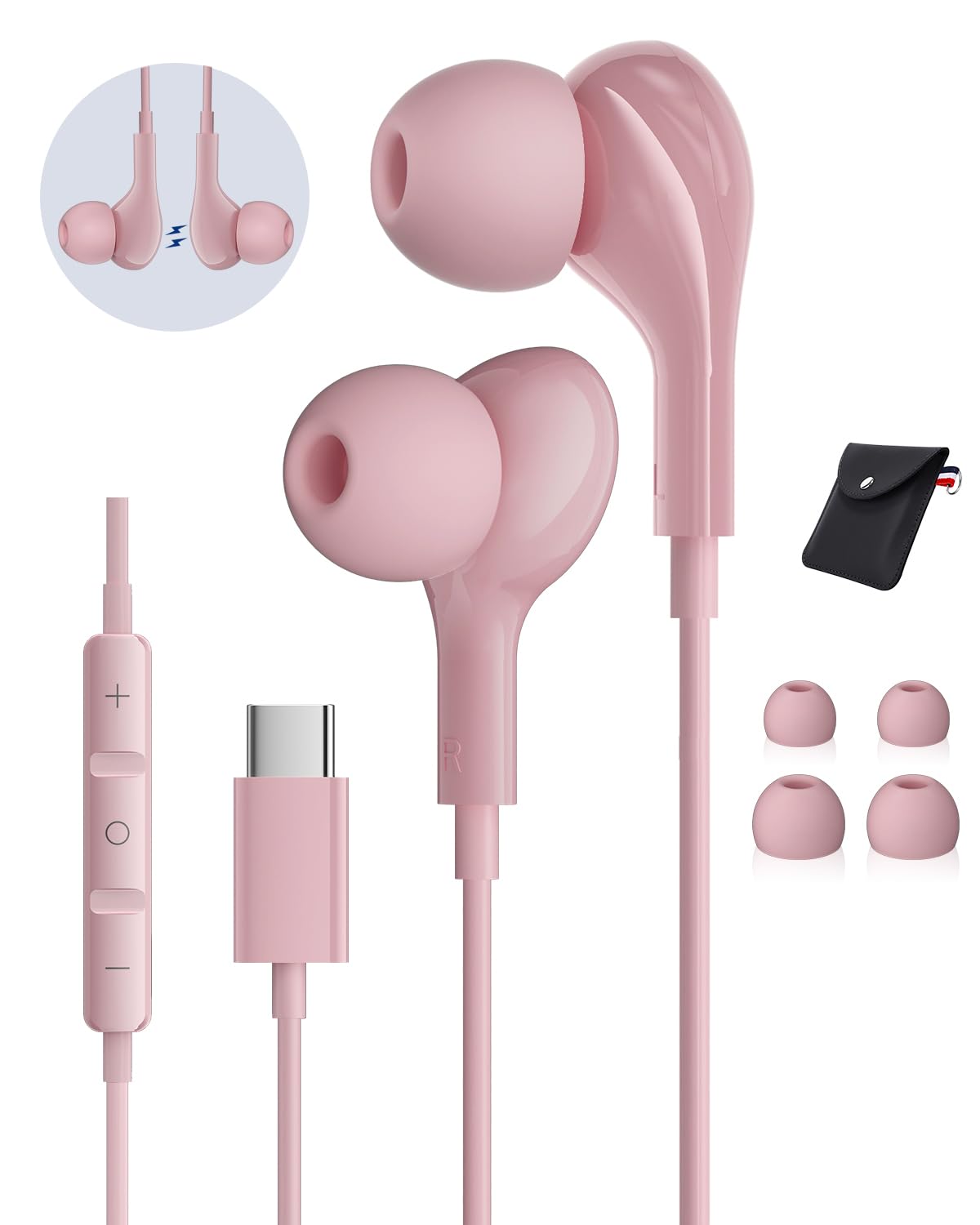 USB C Headphones for Samsung Galaxy S26 S25 S24 Ultra iPhone 17 Air 16 Pro 17 Pro Max S23 S22 A56 A55 A26 A17 A16 Pixel Xiaomi Wired Earbuds Magnetic in-Ear Type C Earphone with Microphone Stereo