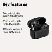 Amazon Basics Bluetooth Headphones True Wireless Earbuds IPX4Waterproof, in-Ear w/Mic,Charging Case, Black
