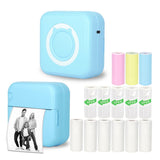 Mini Thermal Inkless Sticker Printer with 14 Rolls Paper, Compatible with iPhone/Android Phone/Tablet, Mini Pocket Printer for Photos/Stickers/Labels/Notes, Purple