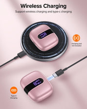 TAGRY Bluetooth Headphones True Wireless Earbuds 60H Playback LED Power Display Earphones with Wireless Charging Case IPX5 Waterproof in-Ear Ear buds with Mic for TV Smart Phone Laptop Computer Sports