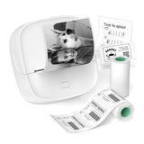 Gloryang JD-23 Sticker Printer, Mini Portable Thermal Printer Print Pod, Inkless Bluetooth Label Maker with Smart App for Phone & Tablet for Office & Home Use, 2 Rolls Sticker Paper, White