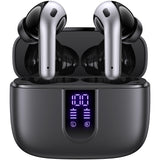 TAGRY Bluetooth Headphones True Wireless Earbuds 60H Playback LED Power Display Earphones with Wireless Charging Case IPX5 Waterproof in-Ear Ear buds with Mic for TV Smart Phone Laptop Computer Sports