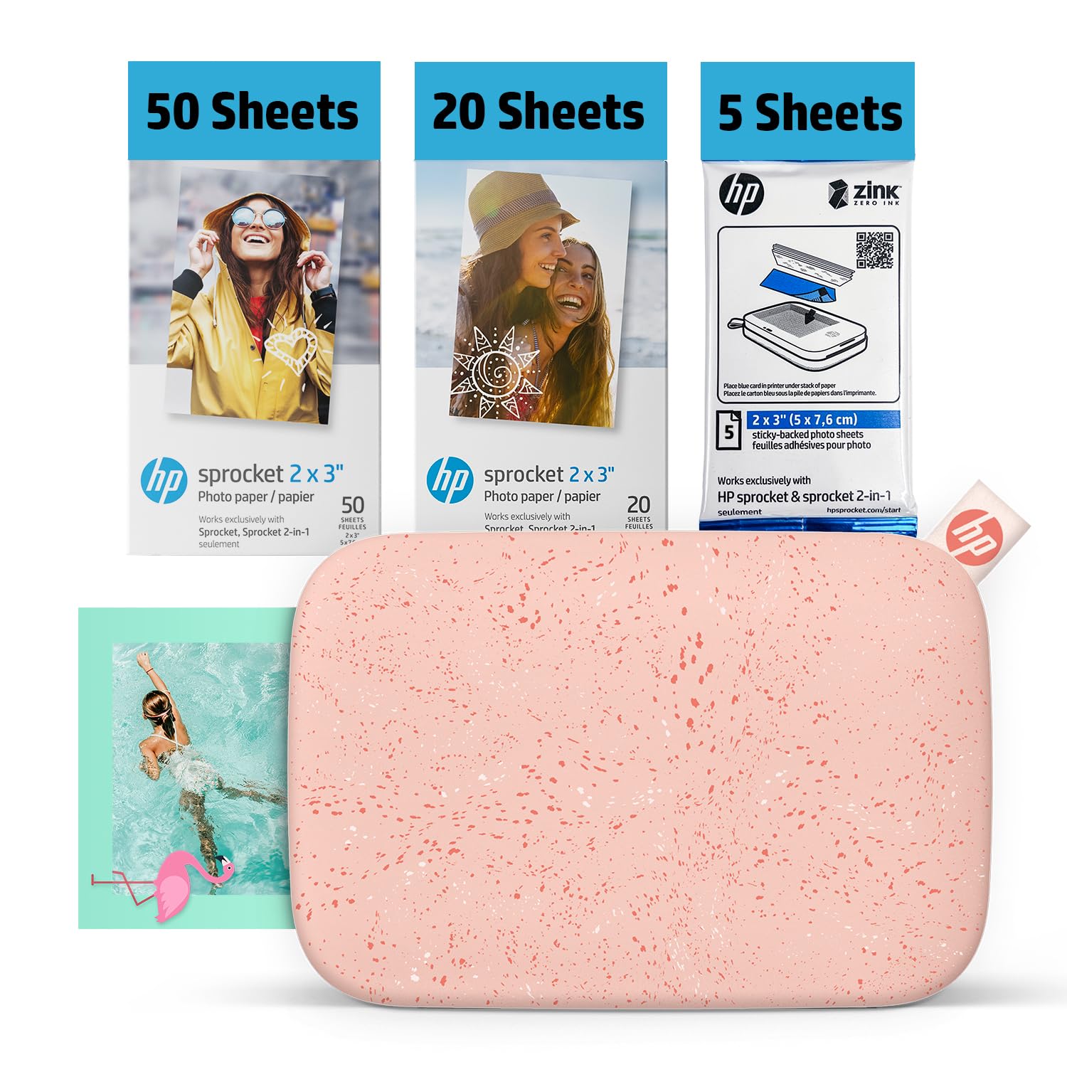 HP Sprocket 2x3 Instant Smartphone Photo Printer - Portable Color Wireless Mobile Printer - Zink Sticky-Back Photos - Print from Compatible iOS & Android Devices with Bluetooth w/Fun App - Purple