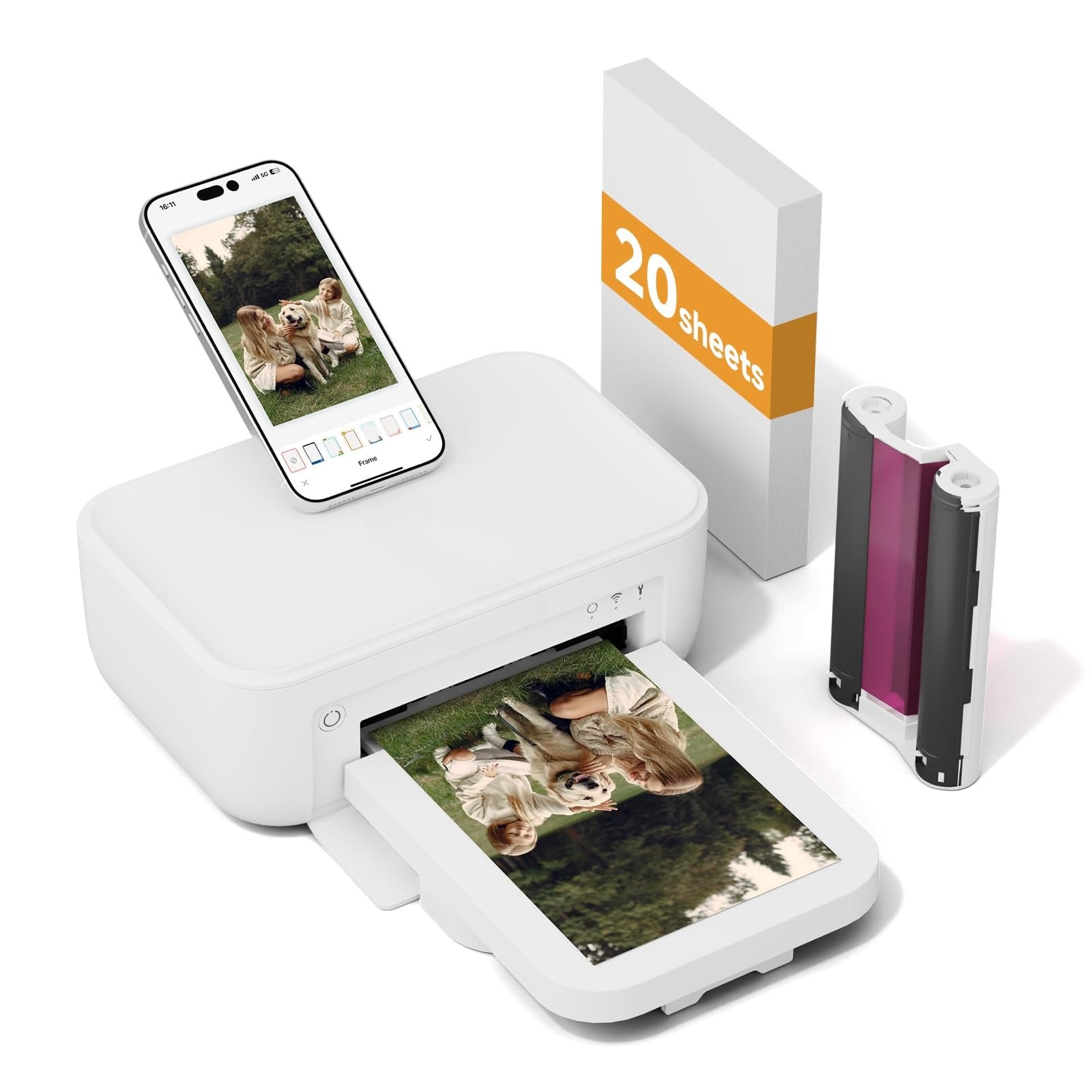 HPRT Photo Printer 4×6”, Wi-Fi Full-Color Instant Phone Phtoto Printer for iPhone, Android, Smartphone, Thermal Dye-Sublimation Impresora De Fotos for Home Use, + 20 Sheets Photo Paper & 1 Ribbon