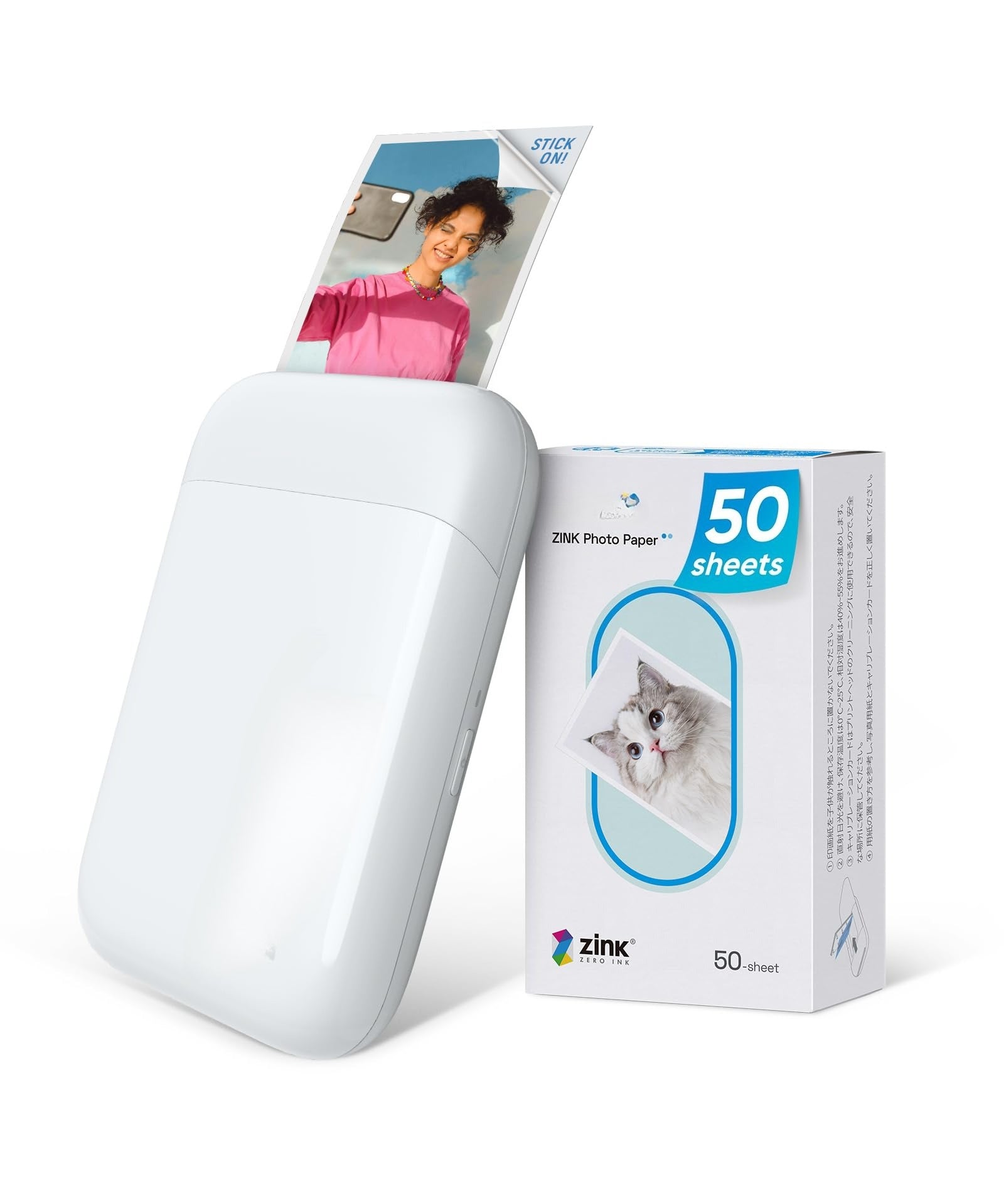 Liene Pearl K100 2x3” Photo Printer, Mini Instant Portable Color Picture Printer Bundle 50 Zink Adhesive Paper, Bluetooth 5.2 Compatible w/iOS & Android Small Phone Sticker for iPhone Smartphone White
