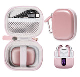 Case for TAGRY X08 Bluetooth Headphones True Wireless Earbuds 60H, mesh Pocket for Charge Cable (Rose Gold)