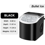 LBC 26lb/24h Desktop Ice Maker with Handle - 9 Ice Cubes in 6 Minutes, Automatic Cleaning, Portable Design, Includes Basket & Scoop, 110-120V, US Plug, Compact for Home,