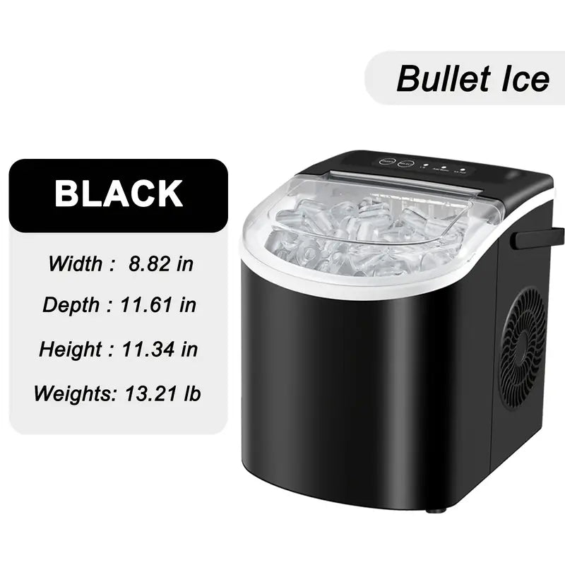 LBC 26lb/24h Desktop Ice Maker with Handle - 9 Ice Cubes in 6 Minutes, Automatic Cleaning, Portable Design, Includes Basket & Scoop, 110-120V, US Plug, Compact for Home,