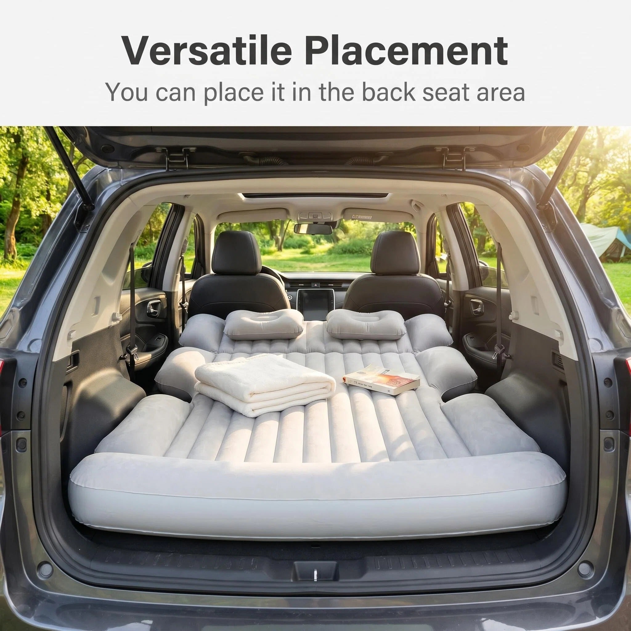 SUV Trunk Inflatable Car Air Mattress, Full Size Back Seat Camping Air Bed for Road Trips