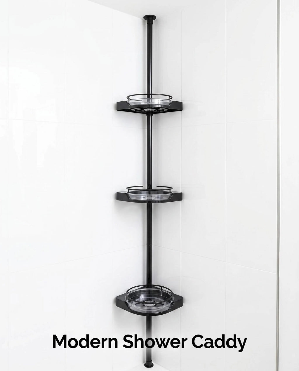 4-Tier Tension Pole Corner Plant Stand, Adjustable Floor to Ceiling Flower Shelf with 12 Inch Trays
