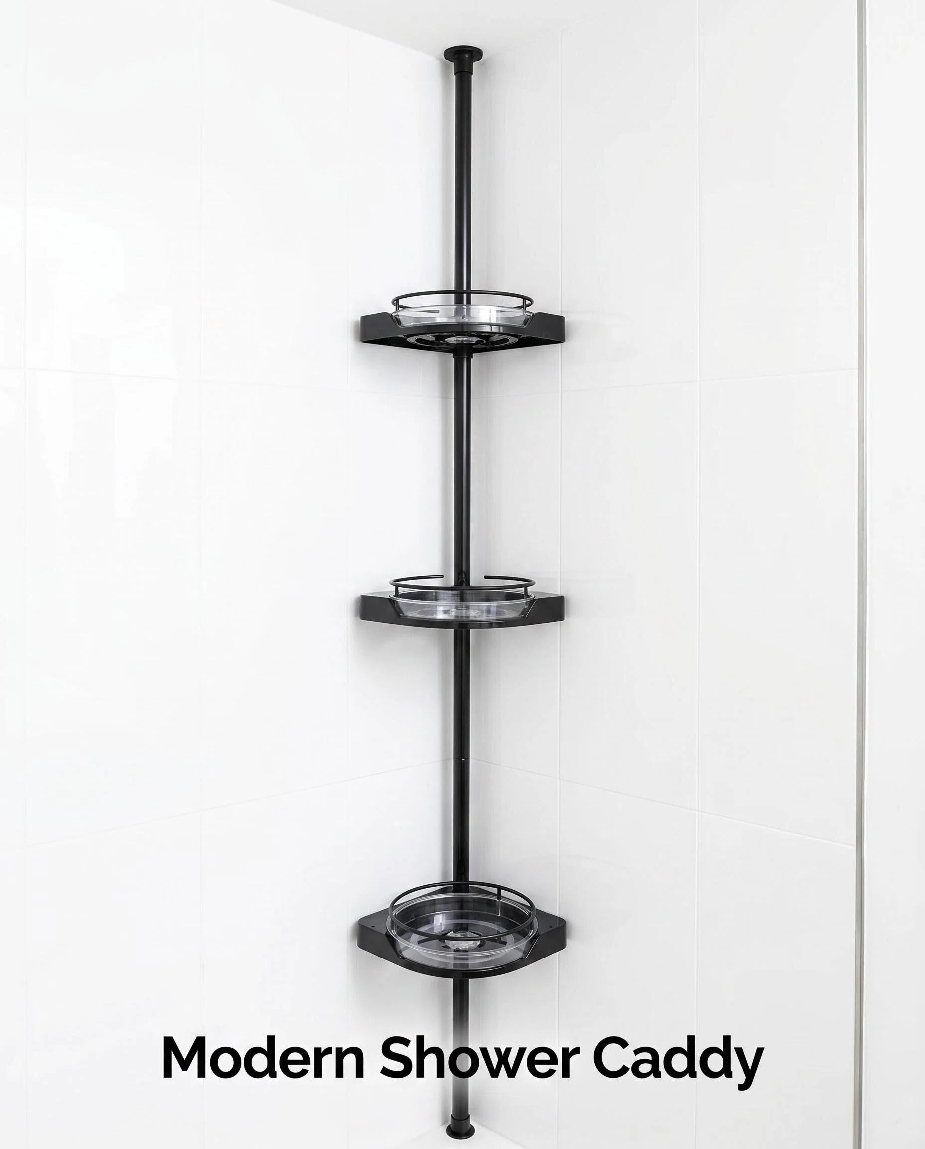 4-Tier Tension Pole Corner Plant Stand, Adjustable Floor to Ceiling Flower Shelf with 12 Inch Trays